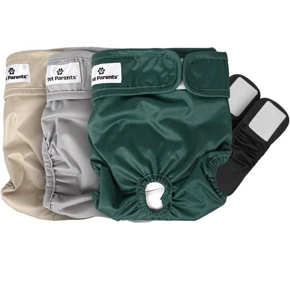 Pet Parents® Washable Dog Diapers (3pack) + Extendrs® of Durable X-Large, Spruce